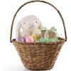 image:imageBest Choice Products Handwoven Easter Basket Small Woven Easter Basket for Kids Easter Egg Hunt Basket wCollapsible Handle Tapered Shape Water Hyacinth  NaturalChestnut