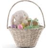 image:imageBest Choice Products Handwoven Easter Basket Small Woven Easter Basket for Kids Easter Egg Hunt Basket wCollapsible Handle Tapered Shape Water Hyacinth  NaturalWhite