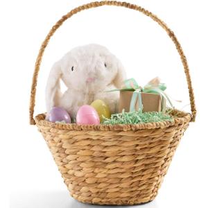 image:imageBest Choice Products Handwoven Easter Basket Small Woven Easter Basket for Kids Easter Egg Hunt Basket wCollapsible Handle Tapered Shape Water Hyacinth  NaturalNatural