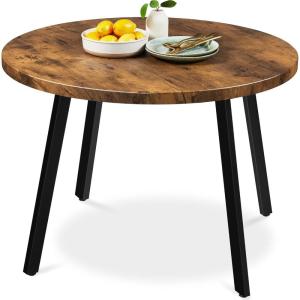 image:imageBest Choice Products Round MidCentury Modern 355in Dining Table SpaceSaving Dinette for Home Kitchen Apartment wSteel Legs  Dark BrownBrown