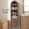 image:imageBest Choice Products 72 Tall Narrow Arched Pantry Cabinet wReeded Door 4Tier Bookshelf Armoire Hutch Bookcase Storage Cabinet wAdjustable Shelves for Dining Room and Livingroom  WalnutNarrow  Walnut