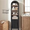 image:imageBest Choice Products 72 Tall Narrow Arched Pantry Cabinet wReeded Door 4Tier Bookshelf Armoire Hutch Bookcase Storage Cabinet wAdjustable Shelves for Dining Room and Livingroom  WalnutNarrow  Black Oak