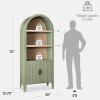 image:imageBest Choice Products 72 Tall Narrow Arched Pantry Cabinet wReeded Door 4Tier Bookshelf Armoire Hutch Bookcase Storage Cabinet wAdjustable Shelves for Dining Room and Livingroom  WalnutLarge  Sage