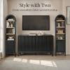 image:imageBest Choice Products 72 Tall Narrow Arched Pantry Cabinet wReeded Door 4Tier Bookshelf Armoire Hutch Bookcase Storage Cabinet wAdjustable Shelves for Dining Room and Livingroom  WalnutNarrow  Black Oak