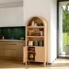 image:imageBest Choice Products 72 Tall Narrow Arched Pantry Cabinet wReeded Door 4Tier Bookshelf Armoire Hutch Bookcase Storage Cabinet wAdjustable Shelves for Dining Room and Livingroom  WalnutLarge  Natural Oak