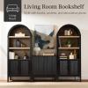 image:imageBest Choice Products 72 Tall Narrow Arched Pantry Cabinet wReeded Door 4Tier Bookshelf Armoire Hutch Bookcase Storage Cabinet wAdjustable Shelves for Dining Room and Livingroom  WalnutLarge  Black Oak