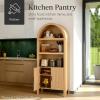 image:imageBest Choice Products 72 Tall Narrow Arched Pantry Cabinet wReeded Door 4Tier Bookshelf Armoire Hutch Bookcase Storage Cabinet wAdjustable Shelves for Dining Room and Livingroom  WalnutLarge  Black Oak