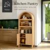 image:imageBest Choice Products 72 Tall Narrow Arched Pantry Cabinet wReeded Door 4Tier Bookshelf Armoire Hutch Bookcase Storage Cabinet wAdjustable Shelves for Dining Room and Livingroom  WalnutLarge  Sage