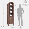 image:imageBest Choice Products 72 Tall Narrow Arched Pantry Cabinet wReeded Door 4Tier Bookshelf Armoire Hutch Bookcase Storage Cabinet wAdjustable Shelves for Dining Room and Livingroom  WalnutNarrow  Walnut