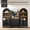 image:imageBest Choice Products 72 Tall Narrow Arched Pantry Cabinet wReeded Door 4Tier Bookshelf Armoire Hutch Bookcase Storage Cabinet wAdjustable Shelves for Dining Room and Livingroom  WalnutLarge  Natural Oak