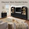 image:imageBest Choice Products 72 Tall Narrow Arched Pantry Cabinet wReeded Door 4Tier Bookshelf Armoire Hutch Bookcase Storage Cabinet wAdjustable Shelves for Dining Room and Livingroom  WalnutLarge  Sage