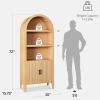 image:imageBest Choice Products 72 Tall Narrow Arched Pantry Cabinet wReeded Door 4Tier Bookshelf Armoire Hutch Bookcase Storage Cabinet wAdjustable Shelves for Dining Room and Livingroom  WalnutLarge  Natural Oak
