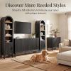 image:imageBest Choice Products 72 Tall Narrow Arched Pantry Cabinet wReeded Door 4Tier Bookshelf Armoire Hutch Bookcase Storage Cabinet wAdjustable Shelves for Dining Room and Livingroom  WalnutNarrow  Black Oak