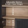 image:imageBest Choice Products 72 Tall Narrow Arched Pantry Cabinet wReeded Door 4Tier Bookshelf Armoire Hutch Bookcase Storage Cabinet wAdjustable Shelves for Dining Room and Livingroom  WalnutLarge  Black Oak