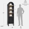 image:imageBest Choice Products 72 Tall Narrow Arched Pantry Cabinet wReeded Door 4Tier Bookshelf Armoire Hutch Bookcase Storage Cabinet wAdjustable Shelves for Dining Room and Livingroom  WalnutNarrow  Black Oak