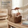 image:imageBest Choice Products Baby Diaper Caddy Organizer Large Portable Handmade Nursery Basket wRemovable Divider amp Handles Handwoven Changing Table Storage Bin for Nursery Organization  ChestnutChestnut