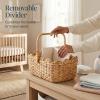 image:imageBest Choice Products Baby Diaper Caddy Organizer Large Portable Handmade Nursery Basket wRemovable Divider amp Handles Handwoven Changing Table Storage Bin for Nursery Organization  ChestnutNatural