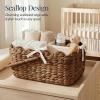 image:imageBest Choice Products Baby Diaper Caddy Organizer Large Portable Handmade Nursery Basket wRemovable Divider amp Handles Handwoven Changing Table Storage Bin for Nursery Organization  ChestnutChestnut
