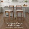 image:imageBest Choice Products Bar Stool Set of 2 Modern Farmhouse Counter Height Stools wUpholstered Cushioned Seat Wooden Curved Backrest  ChestnutCream
