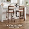 image:imageBest Choice Products Bar Stool Set of 2 Modern Farmhouse Counter Height Stools wUpholstered Cushioned Seat Wooden Curved Backrest  ChestnutCream
