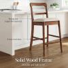 image:imageBest Choice Products Bar Stool Set of 2 Modern Farmhouse Counter Height Stools wUpholstered Cushioned Seat Wooden Curved Backrest  ChestnutCream