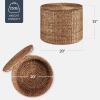 image:imageBest Choice Products Large Round Storage Ottoman WLid Handwoven Water Hyacinth Footstool Accent Stool Side Table Storage Container Plant Stand For Living Room Office or Bedroom  NaturalChestnut