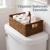 image:imageBest Choice Products Wicker Storage Basket Shelf Organizer Basket wWooden Handles Woven Rectangular Storage Bin Natural Water Hyacinth for Pantry Closet Bathroom Living Room  NaturalChestnut