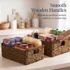 image:imageBest Choice Products Wicker Storage Basket Shelf Organizer Basket wWooden Handles Woven Rectangular Storage Bin Natural Water Hyacinth for Pantry Closet Bathroom Living Room  NaturalChestnut