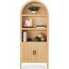 image:imageBest Choice Products 72 Tall Narrow Arched Pantry Cabinet wReeded Door 4Tier Bookshelf Armoire Hutch Bookcase Storage Cabinet wAdjustable Shelves for Dining Room and Livingroom  WalnutLarge  Natural Oak