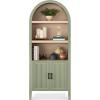 image:imageBest Choice Products 72 Tall Narrow Arched Pantry Cabinet wReeded Door 4Tier Bookshelf Armoire Hutch Bookcase Storage Cabinet wAdjustable Shelves for Dining Room and Livingroom  WalnutLarge  Sage