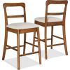 image:imageBest Choice Products Bar Stool Set of 2 Modern Farmhouse Counter Height Stools wUpholstered Cushioned Seat Wooden Curved Backrest  ChestnutCream