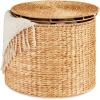 image:imageBest Choice Products Large Round Storage Ottoman WLid Handwoven Water Hyacinth Footstool Accent Stool Side Table Storage Container Plant Stand For Living Room Office or Bedroom  NaturalNatural