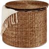 image:imageBest Choice Products Large Round Storage Ottoman WLid Handwoven Water Hyacinth Footstool Accent Stool Side Table Storage Container Plant Stand For Living Room Office or Bedroom  NaturalChestnut