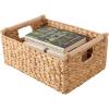 image:imageBest Choice Products Wicker Storage Basket Shelf Organizer Basket wWooden Handles Woven Rectangular Storage Bin Natural Water Hyacinth for Pantry Closet Bathroom Living Room  NaturalNatural