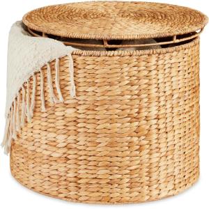 image:imageBest Choice Products Large Round Storage Ottoman WLid Handwoven Water Hyacinth Footstool Accent Stool Side Table Storage Container Plant Stand For Living Room Office or Bedroom  NaturalNatural
