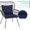 image:imageBest Choice Products 3Piece Patio Conversation Bistro Set Outdoor AllWeather Wicker Furniture for Porch Backyard w 2 Wide Ergonomic Chairs Cushions Glass Top Side Table  GrayNavyGrayNavy