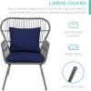 image:imageBest Choice Products 3Piece Patio Conversation Bistro Set Outdoor AllWeather Wicker Furniture for Porch Backyard w 2 Wide Ergonomic Chairs Cushions Glass Top Side Table  GrayNavyGrayNavy