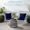 image:imageBest Choice Products 3Piece Patio Conversation Bistro Set Outdoor AllWeather Wicker Furniture for Porch Backyard w 2 Wide Ergonomic Chairs Cushions Glass Top Side Table  GrayNavyGrayNavy