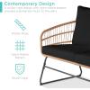 image:imageBest Choice Products 4Piece Outdoor Rope Wicker Patio Conversation Set Modern Contemporary Furniture for Backyard Balcony Porch wLoveseat Plush Cushions Coffee Table Steel Frame  BlackBlack