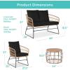 image:imageBest Choice Products 4Piece Outdoor Rope Wicker Patio Conversation Set Modern Contemporary Furniture for Backyard Balcony Porch wLoveseat Plush Cushions Coffee Table Steel Frame  BlackBlack