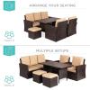 image:imageBest Choice Products 7Seater Conversational Wicker Sofa Dining Table Outdoor Patio Furniture Set wModular 6 Pieces Cushions Protective Cover Included  BrownBeigeBrownBeige