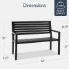 image:imageBest Choice Products Outdoor Metal Bench Patio Garden Bench Heavy Duty 790lb Capacity Steel Slatted Seat Porch Bench with Armrests Weather Resistant Park Bench