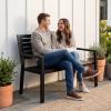 image:imageBest Choice Products Outdoor Metal Bench Patio Garden Bench Heavy Duty 790lb Capacity Steel Slatted Seat Porch Bench with Armrests Weather Resistant Park Bench