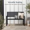 image:imageBest Choice Products Outdoor Metal Bench Patio Garden Bench Heavy Duty 790lb Capacity Steel Slatted Seat Porch Bench with Armrests Weather Resistant Park Bench