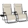 image:imageBest Choice Products Set of 2 Extra Wide Adjustable Steel Mesh Zero Gravity Lounge Chair Recliners wPillows and Cup Holder Trays  Peacock Blue StripesIvory