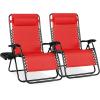 image:imageBest Choice Products Set of 2 Extra Wide Adjustable Steel Mesh Zero Gravity Lounge Chair Recliners wPillows and Cup Holder Trays  Peacock Blue StripesCrimson Red