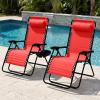 image:imageBest Choice Products Set of 2 Extra Wide Adjustable Steel Mesh Zero Gravity Lounge Chair Recliners wPillows and Cup Holder Trays  Peacock Blue StripesCrimson Red