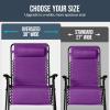 image:imageBest Choice Products Set of 2 Extra Wide Adjustable Steel Mesh Zero Gravity Lounge Chair Recliners wPillows and Cup Holder Trays  Peacock Blue StripesAmethyst Purple