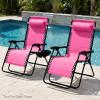 image:imageBest Choice Products Set of 2 Extra Wide Adjustable Steel Mesh Zero Gravity Lounge Chair Recliners wPillows and Cup Holder Trays  Peacock Blue StripesFlamingo StripesWhite
