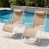 image:imageBest Choice Products Set of 2 Extra Wide Adjustable Steel Mesh Zero Gravity Lounge Chair Recliners wPillows and Cup Holder Trays  Peacock Blue StripesSandWhite